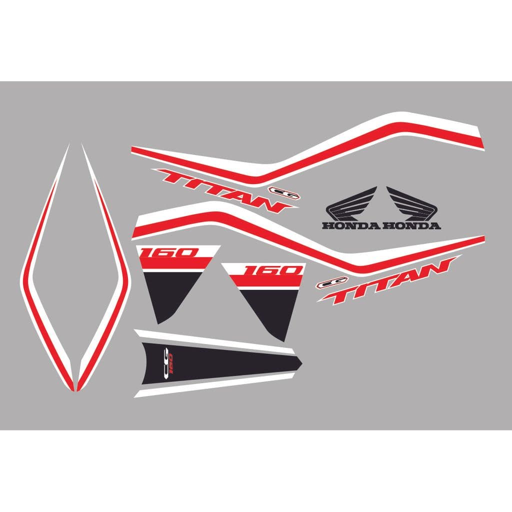 Kit Adesivo Honda Titan 160 2019 - Grafismo Vermelho e Branco