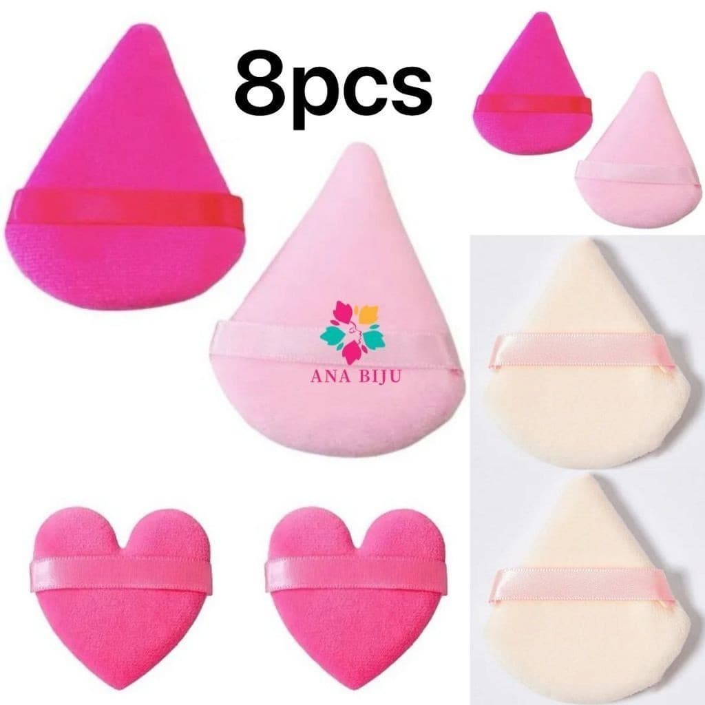 Kit 8/16/24 unidades Esponja Triangular Para Pó De Veludo Maquiagem