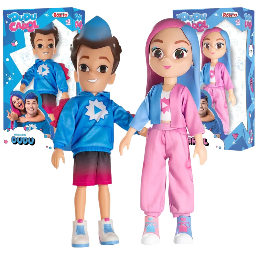 Kit Bonecos 26cm YouTube Dudu E Carol Rosita