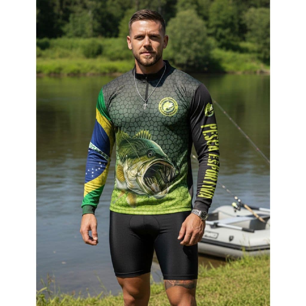 Camiseta Térmica Unissex Pesca Proteção UV Manga Longa Secagem Rápida