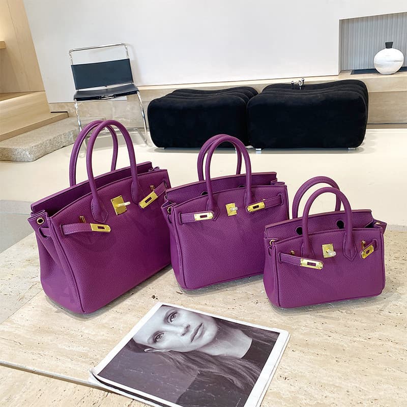 Bolsa feminina dourada com padrão de lichia, bolsa de ombro de couro genuíno, bolsa de grande capacidade, bolsa Fashion