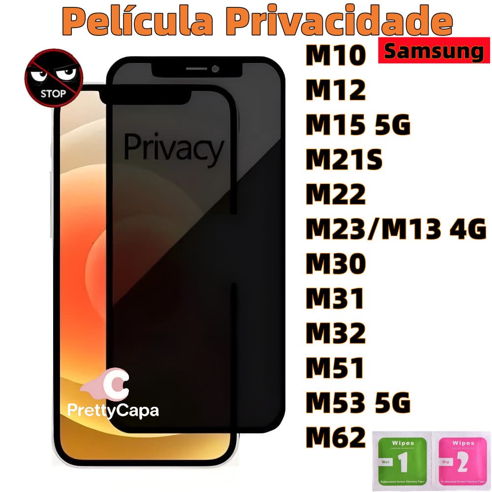 Película De Privacidade 3D Anti Spy Para Samsung Galaxy M53 M23 M31 M21S M15 M12 M13 M54 M55 M51 M32 M62 M30 M10 4G 5G