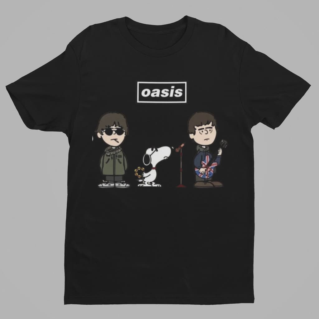 [Camiseta Premium Algodão Puro]LA Camiseta Unissex Estampa Oasis The Peanuts Banda de Rock - Camisa 100% em Algodão - En
