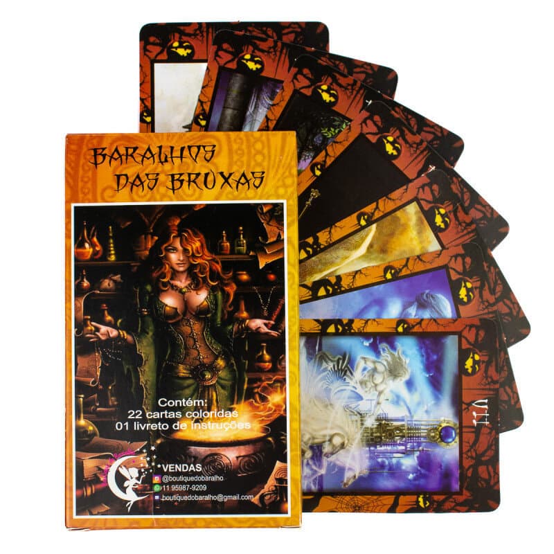 Baralho das Bruxas cor Laranja 22 Cartas com Manual