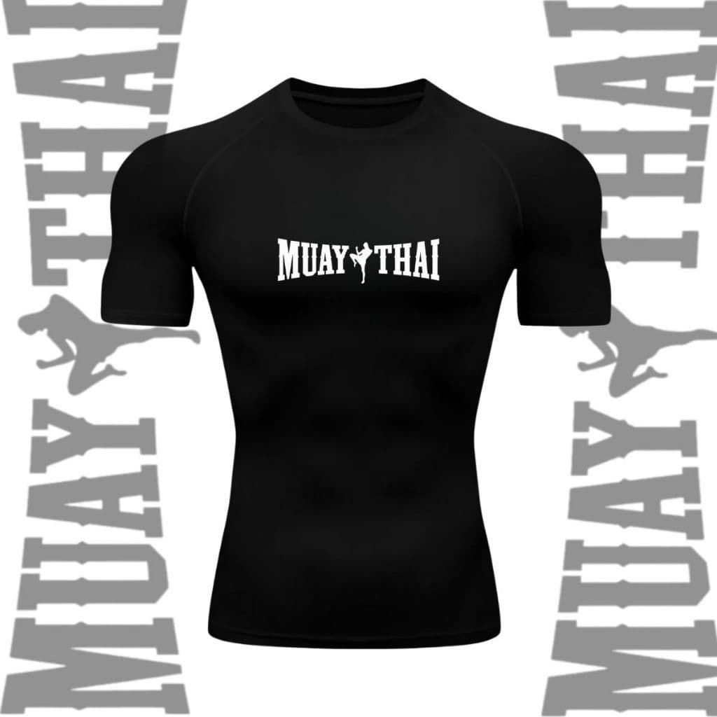 Camiseta Compressão Proteção Uv 50+ Estampada Na Frente Tecido Gelado Segunda Pele Manga Curta Muay Thai