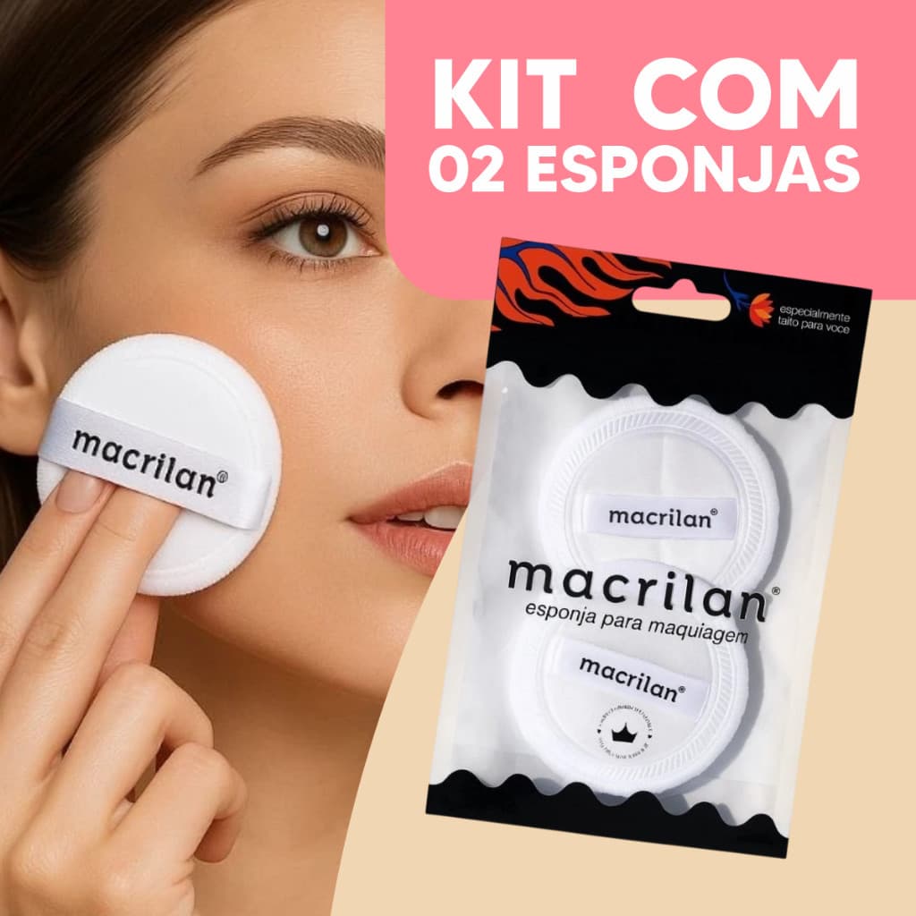 Kit 2 Esponjas para Maquiagem Macrilan Make Up Aplicador Base Pó Uniforme