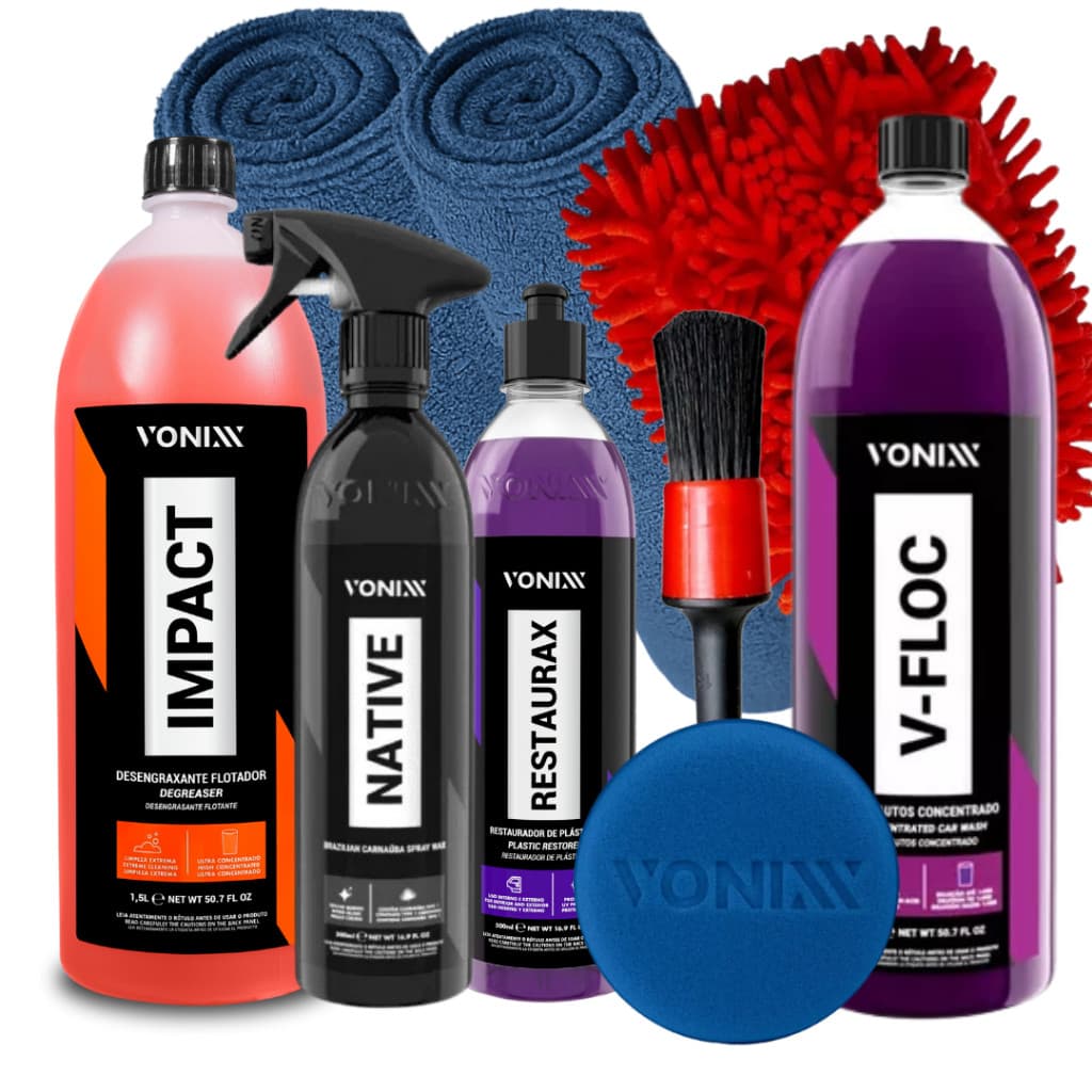 Kit Para Lavar Moto Shampoo Cera Luva Toalha Felpuda Vonixx