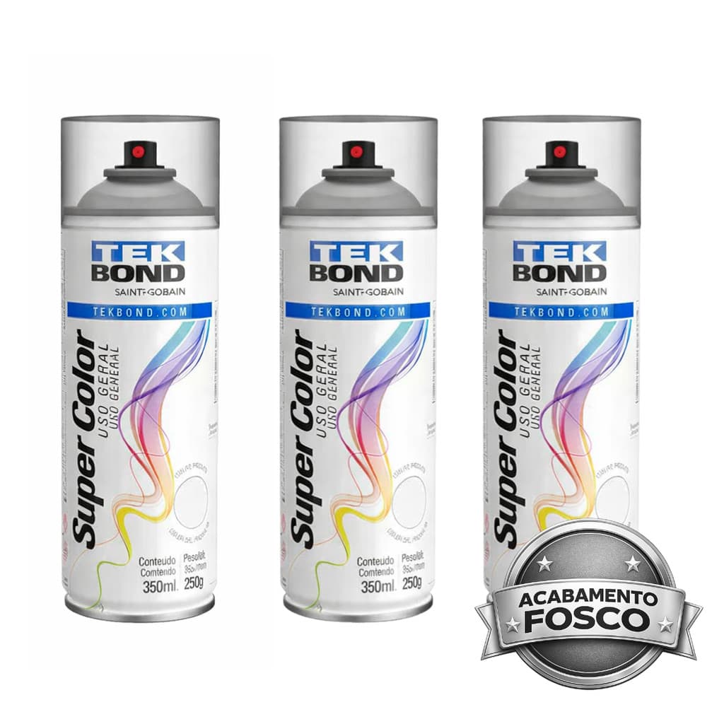 Kit 3 Verniz Fosco Tekbond  350ml Uso Geral Secagem Rápida Acabamento Fosco