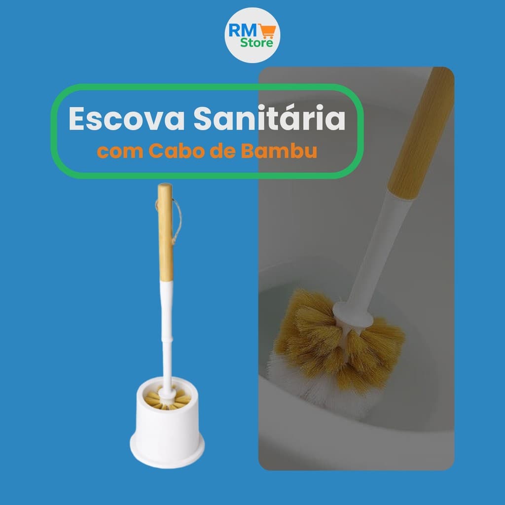 Escova Sanitária para Vaso Sanitário com Cabo de Bambu – Banheiro Limpo Sem Esforço!