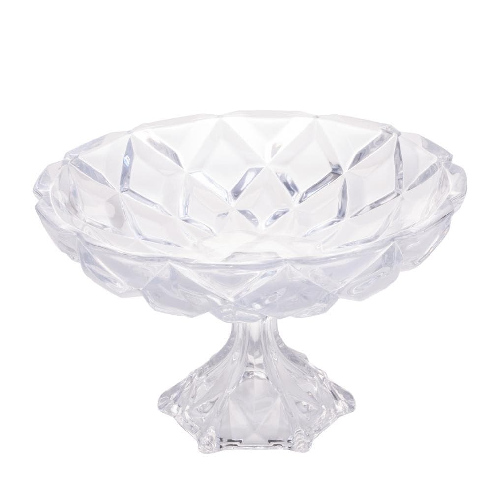 Centro de Mesa em Cristal Deli Diamond Lyor 32x19cm - Fruteira e Bomboniere para Decoração