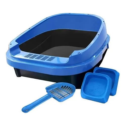 Caixa De Areia Gato Médio Porte Furba Com Pá De Higiene Azul