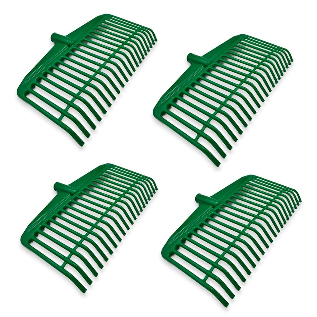 Vassoura Rastelo Jardinagem Plastica Reforçado Limpeza Folhas Grama 20 Dentes - 40cm S/ Cabo - 04 Unidades