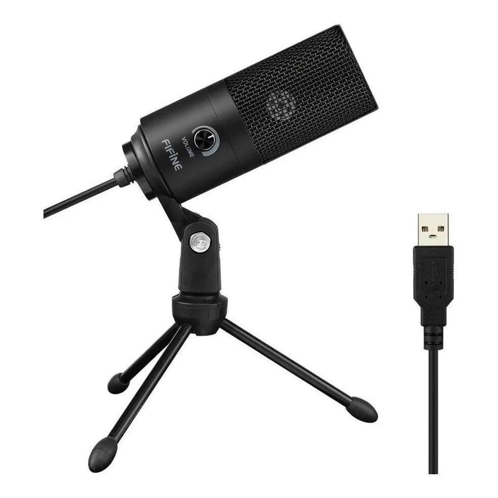 Microfone Condensador Usb Fifine K669b Cardioide Para Pc Gamer
