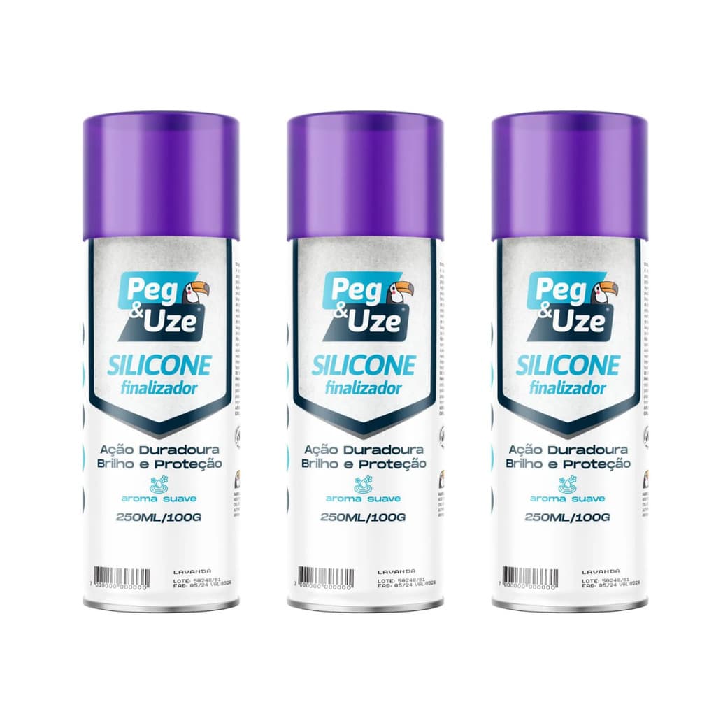 3 Silicone Finalizador Brilho Spray Lavanda 250ml Peg&Uze
