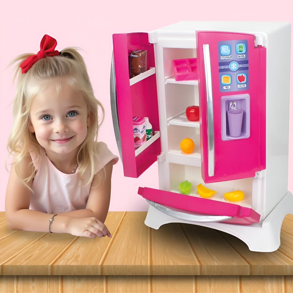 Geladeira Infantil Brinquedo 2 Portas Cozinha Graciosa Rosa Cor Rosa-chiclete