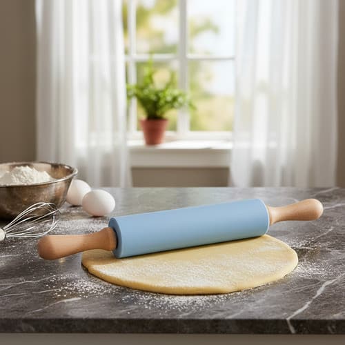 Rolo Massa Madeira, Silicone Plástico Pp 38 Cm X 5 Cm X 5 Cm Azul-celeste