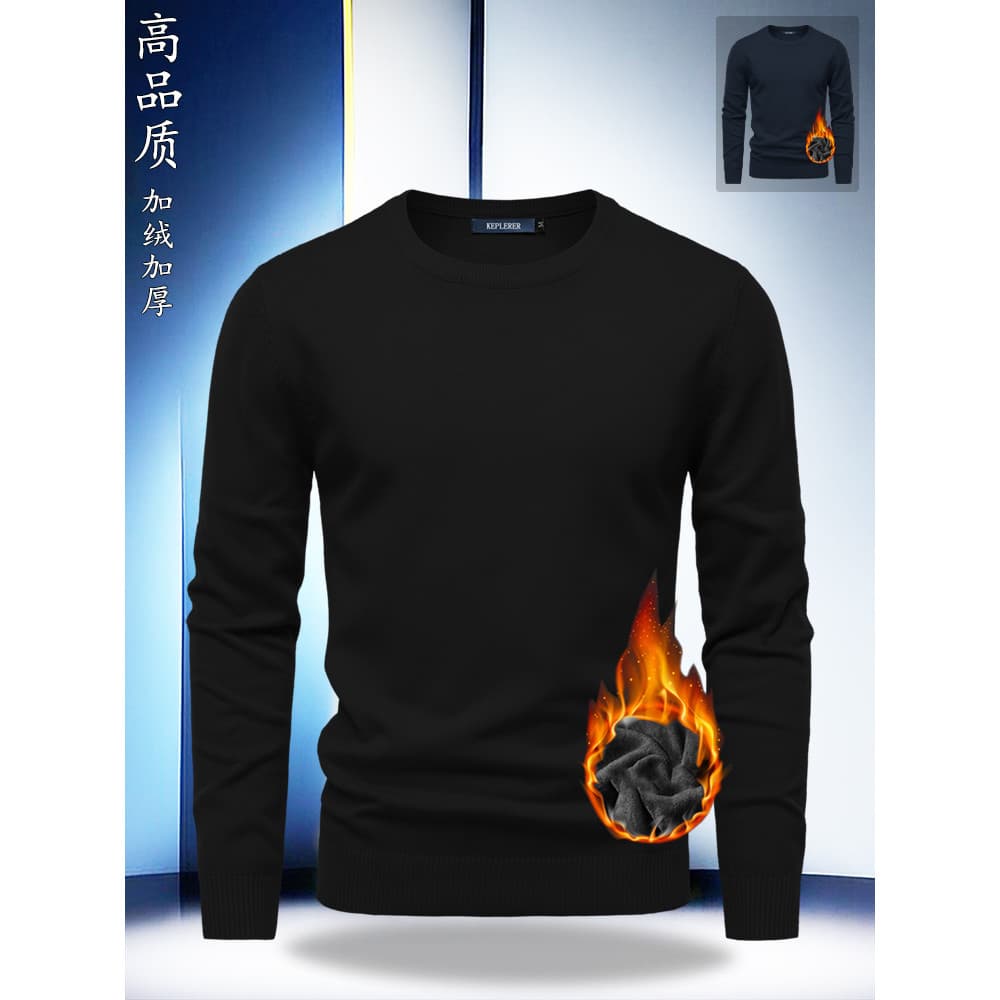 Novo estilo 2025 outono inverno forro de lã engrossado camisola de lã de uma peça camisola de malha masculina quente em