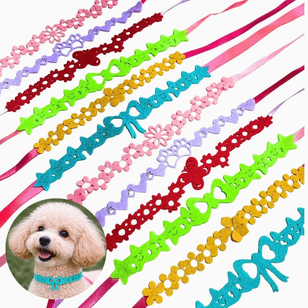 Kit 50/100 Gargantilha Pet Tecido Eva Laços Cetim Sortidas Pet Shop Cães e Gatos Banho E Tosa