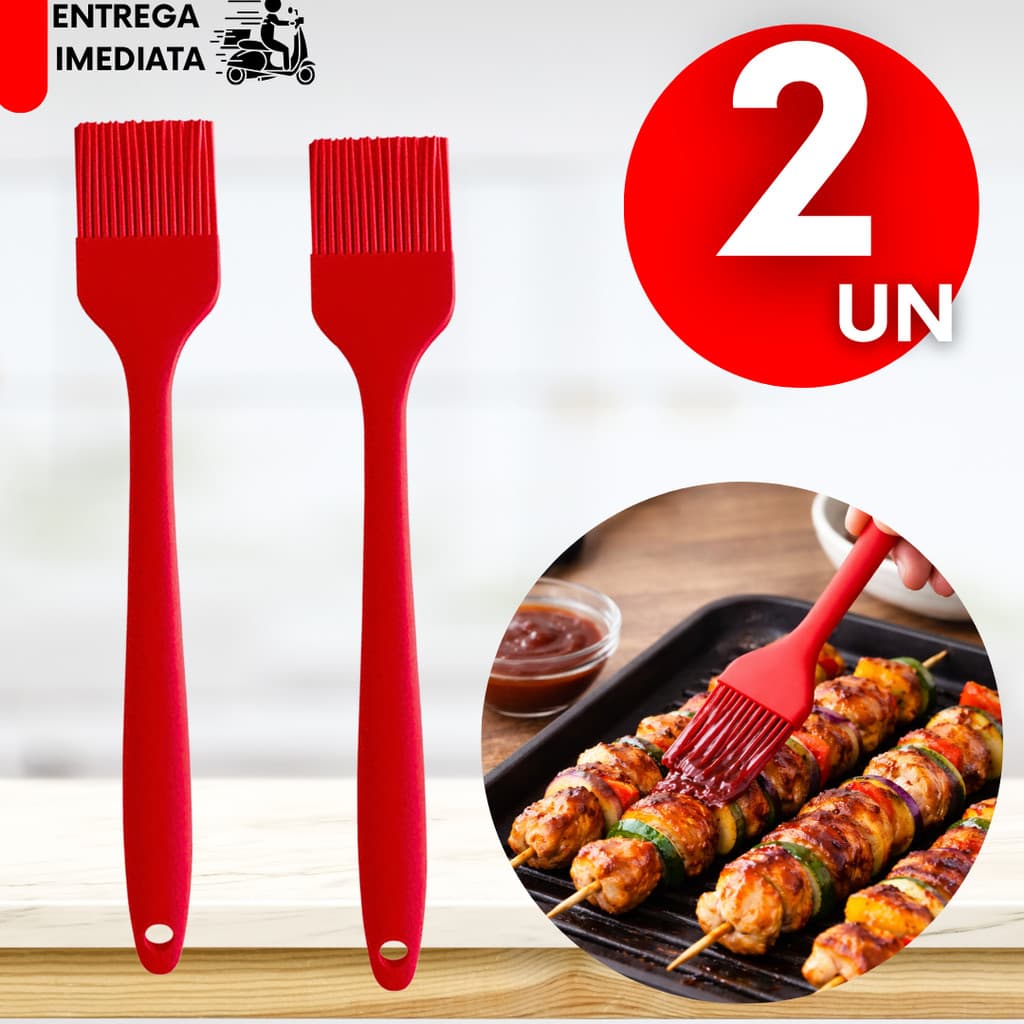 Pincel Culinário de Silicone Kit 2/1 Confeitaria Culinária Restaurante