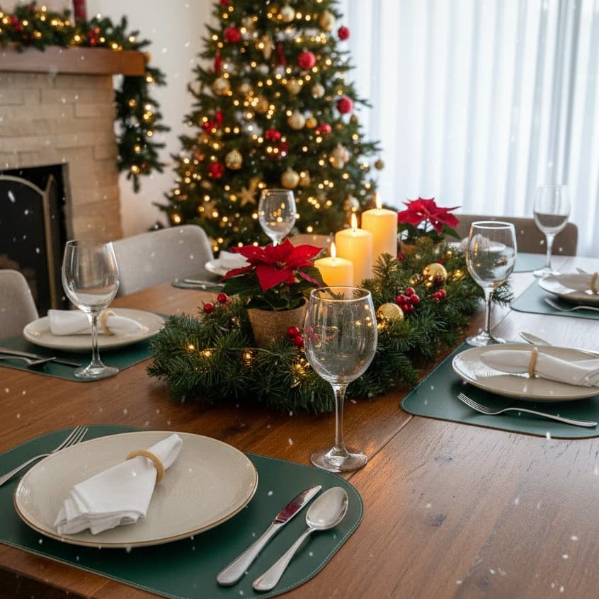 Jogo Americano Natal para Mesa Posta Descanso de Prato Sousplat Decoração