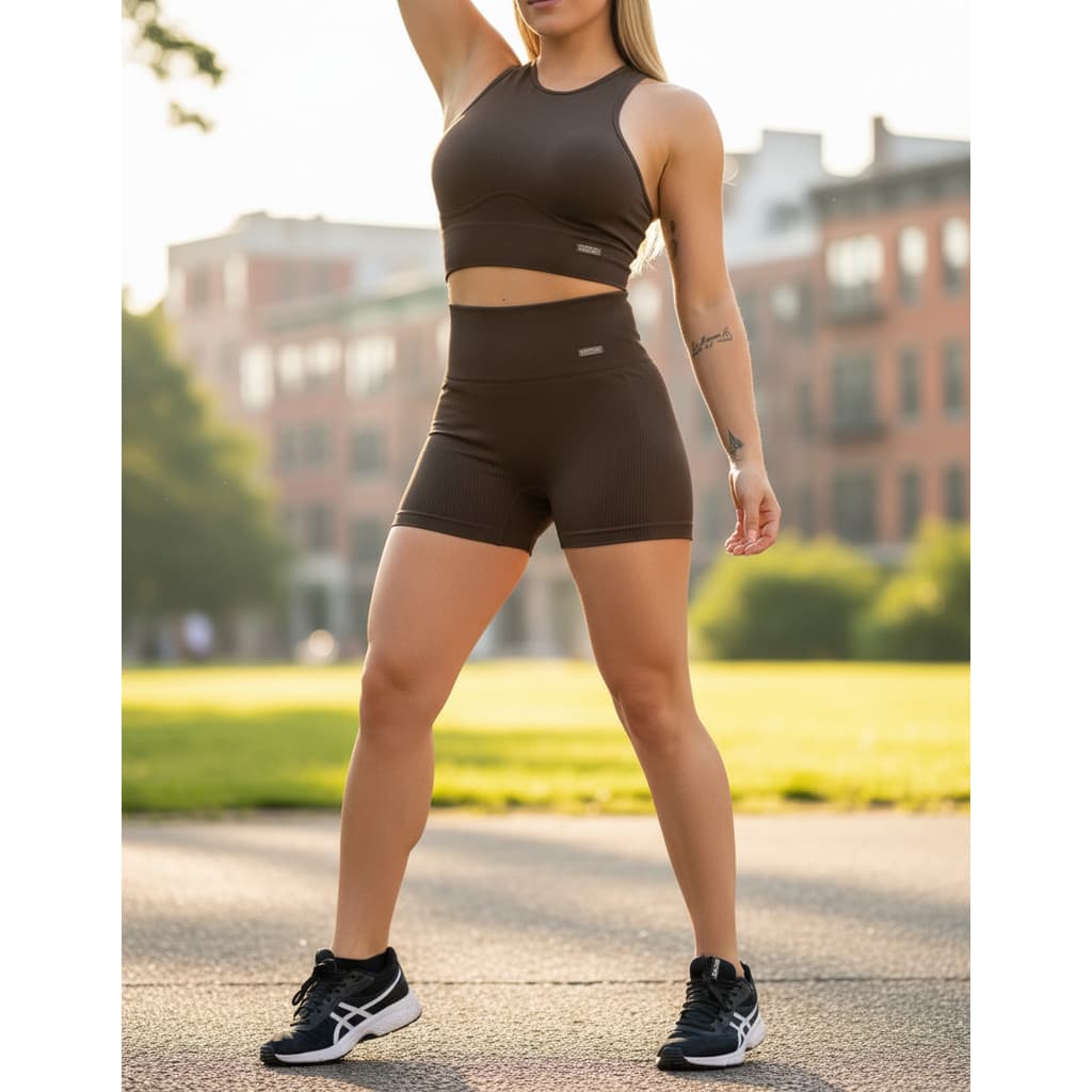 Conjunto Short Poliamida Premium Cintura Alta Academia