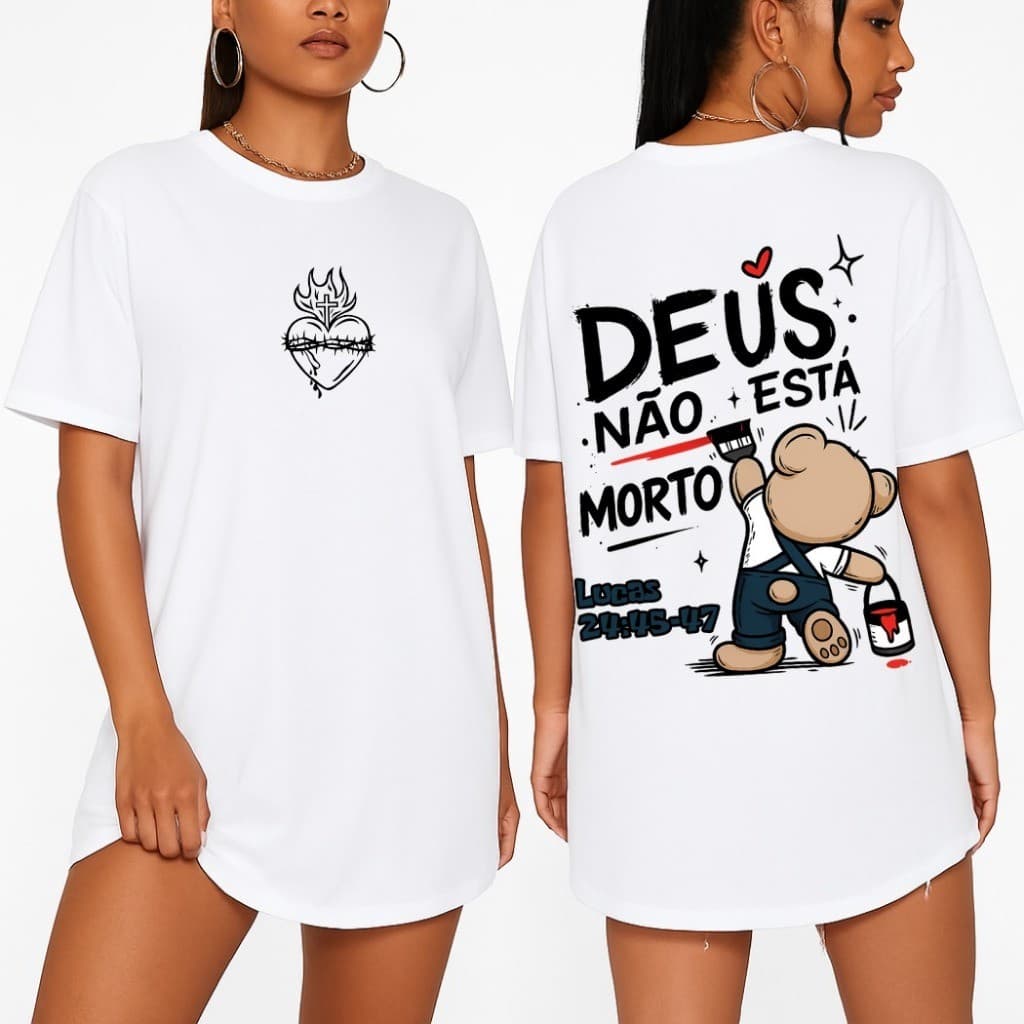 Camiseta 
Deus Não Está Morto Estampada Evangélica Católica Lançamento Tecido Algodão Unissex Manga Curta