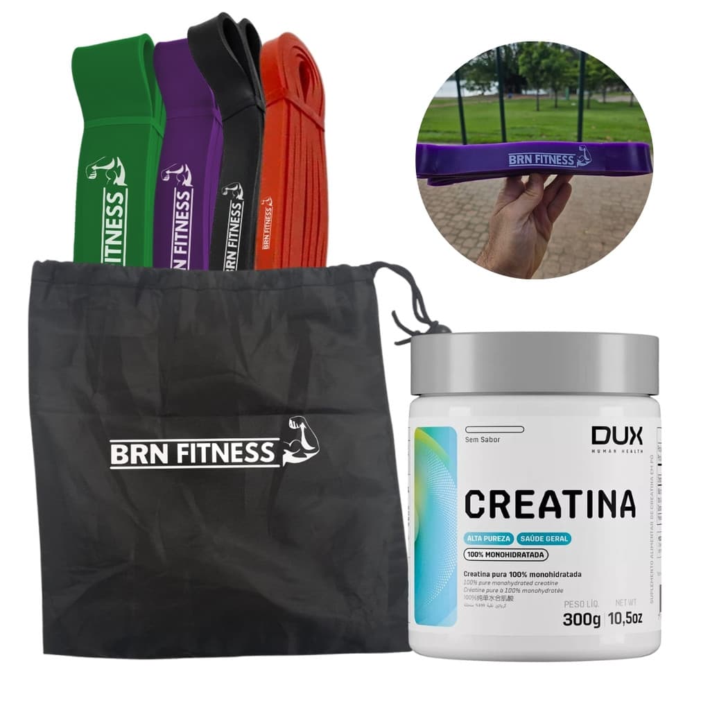 Kit 4x Superband Tensões + Creatina Dux Human Health Força