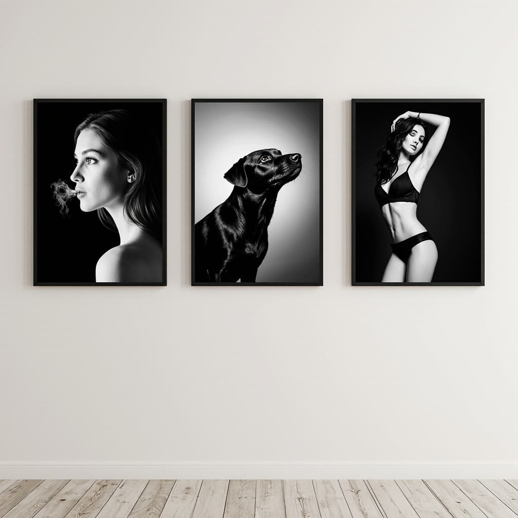 Kit 3 Quadros Decorativos Modernos Preto e Branco 40x60 Grande Luxo Sala Quarto Promoção