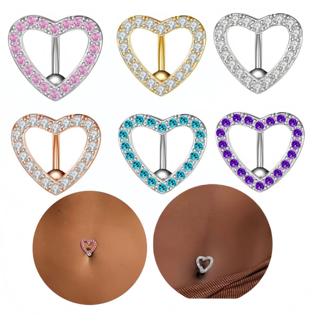 1/3 pc Luxuoso Bonito Em Forma De Coração De Cabeça Para Baixo Umbigo Anel Feminino Piercing Corporal Jóias