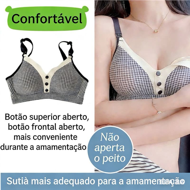 Sutiã de Amamentação com Fecho Frontal e Alças de Abertura – Sem Constrangimento na Hora do Aleitamento