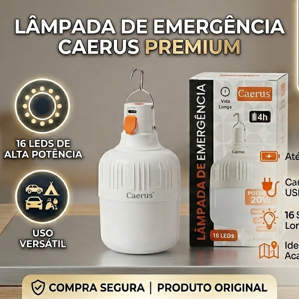 Lâmpadas Led Bulbo 20W Branco Frio Recarregável para Emergência- Iluminação Externa Confiável