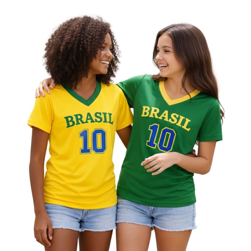 Baby Look Brasil 10 Camiseta Torcida Verde Amarela Copa Futebol - 2494