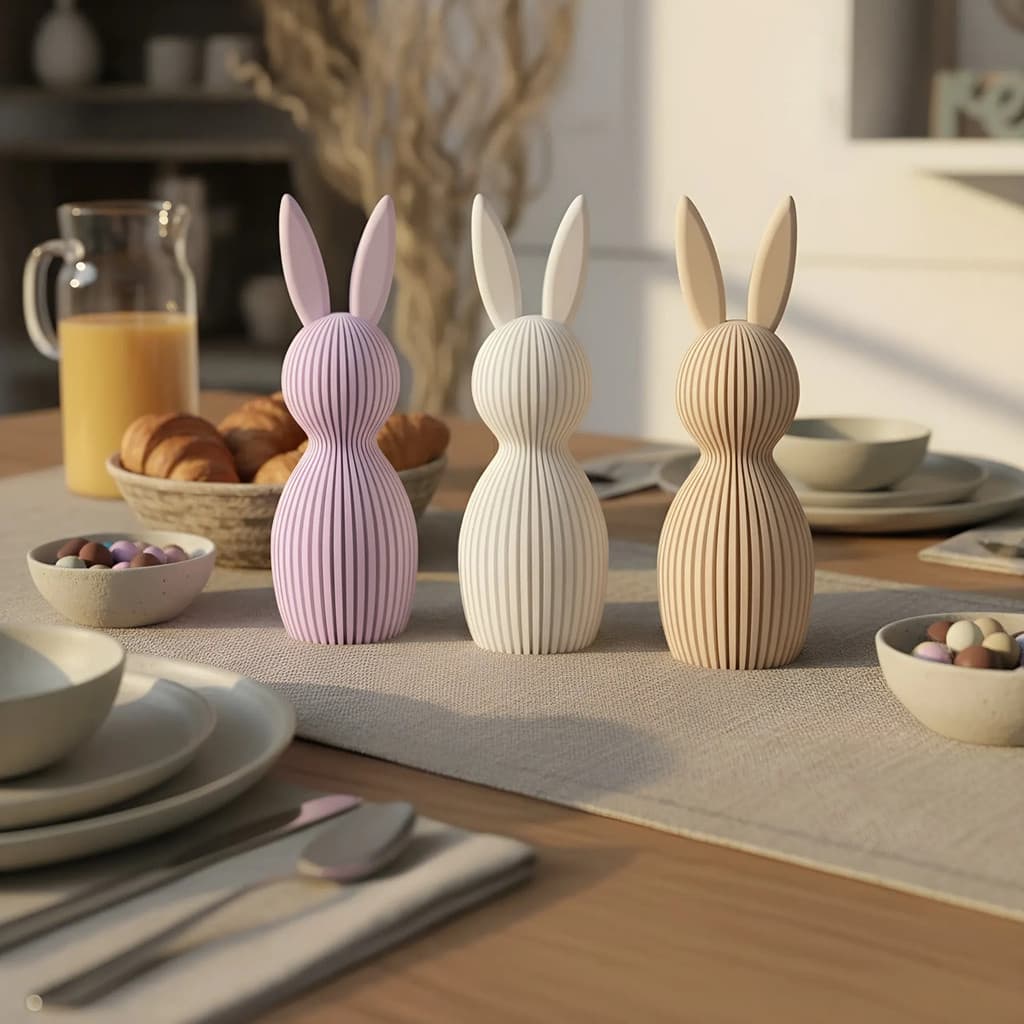 Kit 3 Coelhos Modernos Decoração Páscoa Minimalista Presente