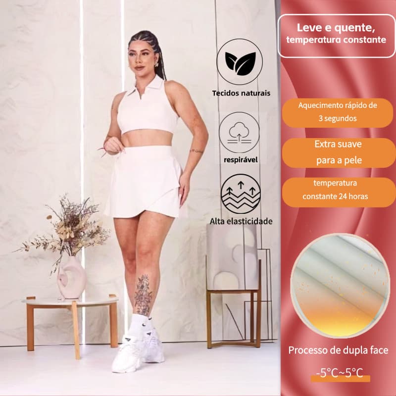 MT122Vestido Fitness Feminino com Zíper – Alta Compressão, Tecido Respirável, Secagem Rápida, Ideal para Treino e Academ