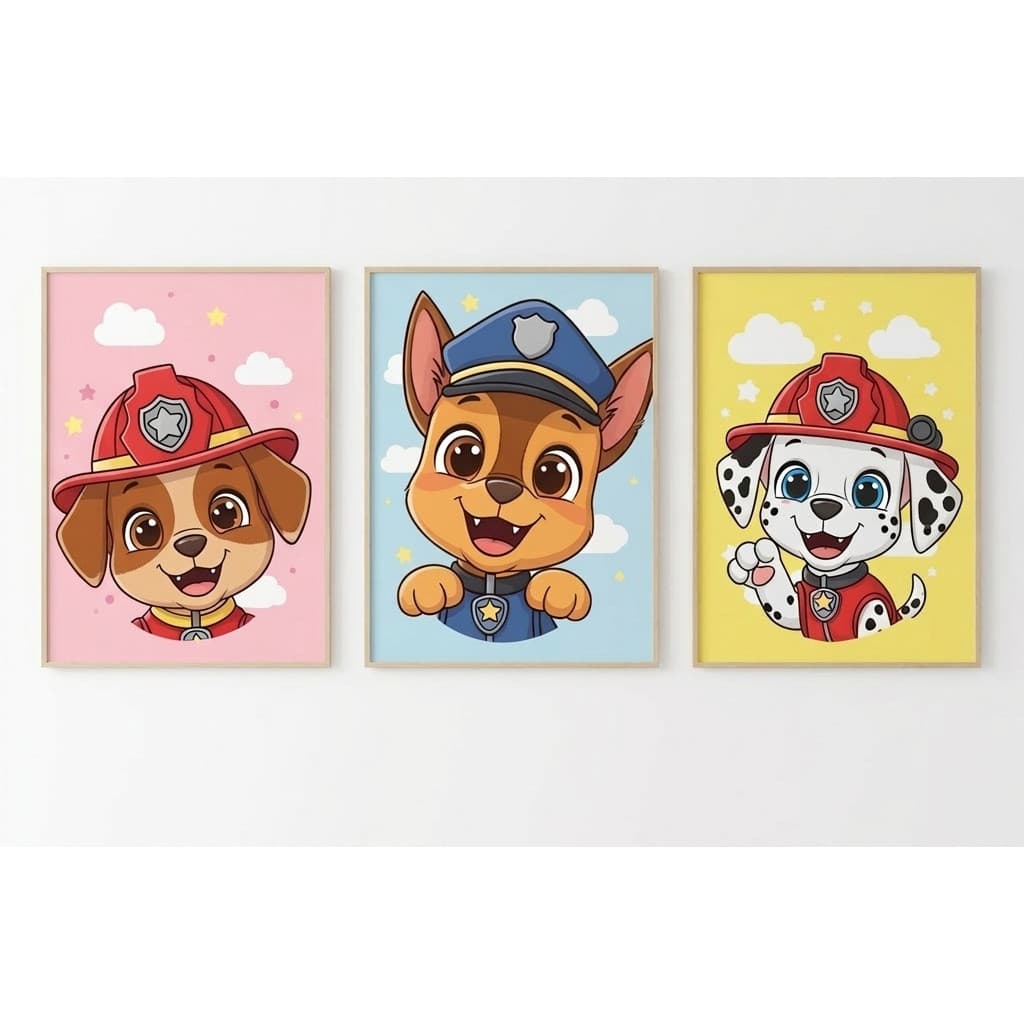 Quadro Infantil Cachorrinhos Fofo Kit 3 Decoração Bebê Frete Gratis Decaração para quarto de Criança