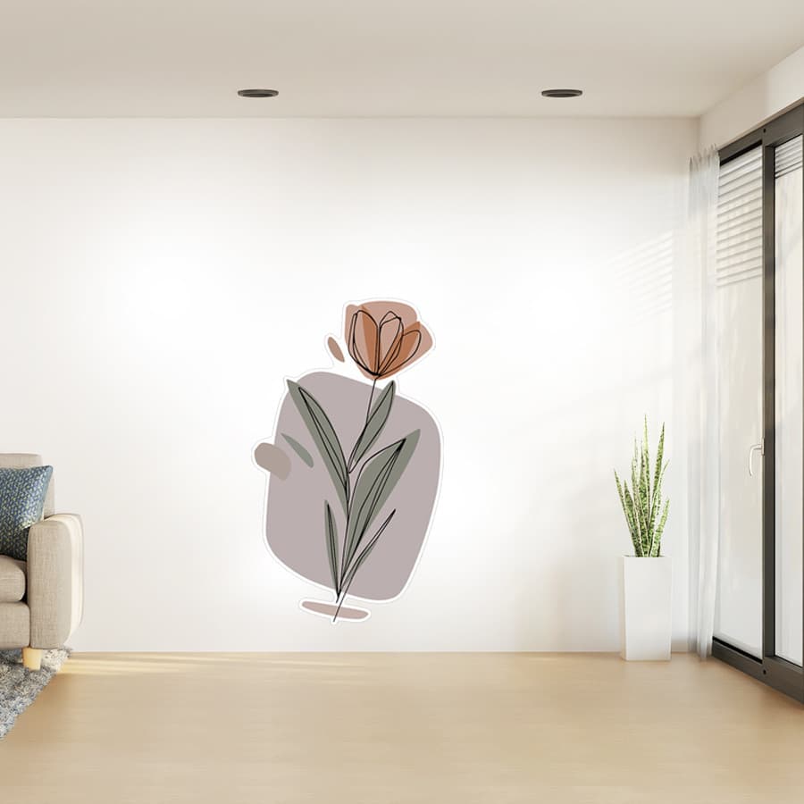 Adesivo de Parede Flor Minimalista Decorativa 53x90