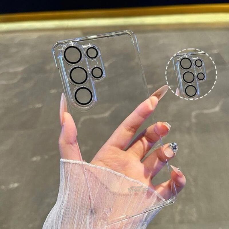 Ultra Fino À Prova De Choque Sem Moldura Caso Duro Para Samsung S26 Ultra S25 S23 S22 S24 Plus Lente Capa De Vidro