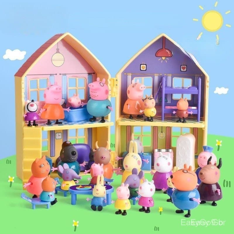 4PCS/14PCS Conjunto De Bonecas De Porco/Família Grandma/Trolope/Teachers/George Peppa Pig piggy