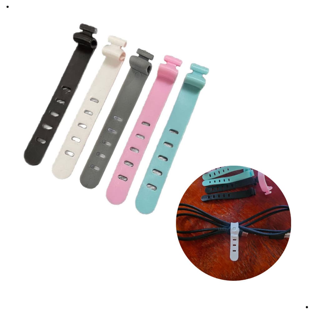 Kit 3/5/7/10 Organizador Cabos Abraçadeira Ajustável Silicone Fones Fios