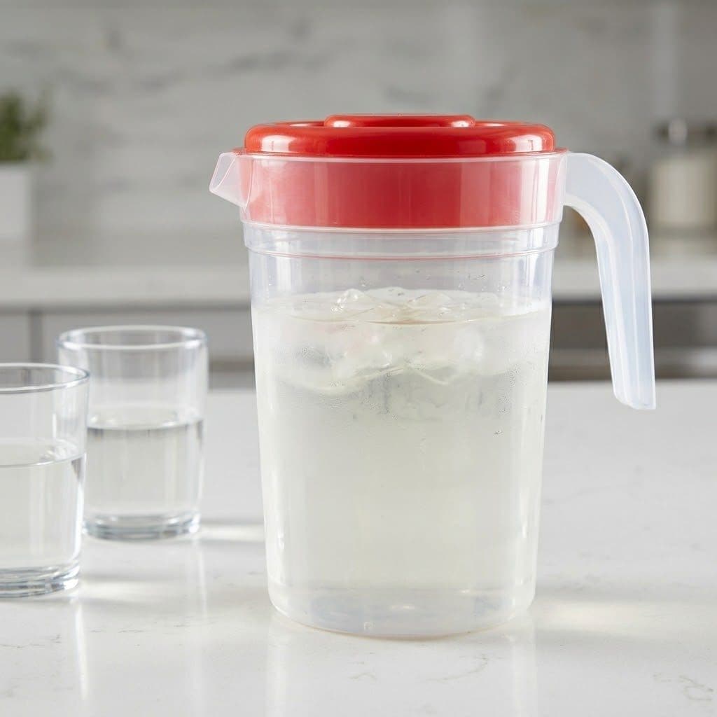 jarra de 2 litros Perfeita para armazenar água gelada, sucos, água de coco e muito mais, seja na geladeira ou na mesa.