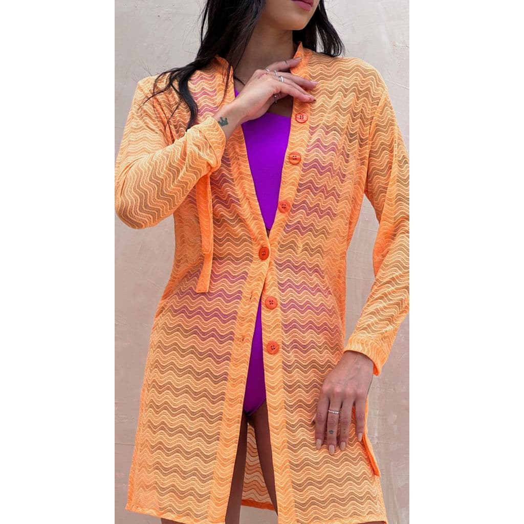 Saída de Praia Chemise Brilhante! com Botões