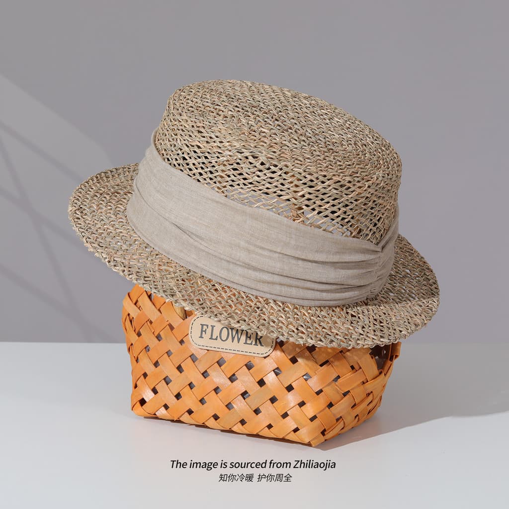 Chapéu francês de aba pequena, chapéu feminino de grama salgada, tecido, verão, viagem, foto, praia, protetor solar, gua