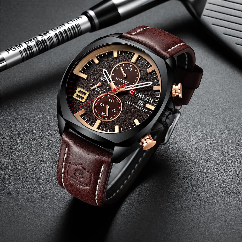 CURREN 8324 Relógio Esportivo Masculino Moda Casual Masculino Multifuncional À Prova D 'Água Relógio De Quartzo De Seis