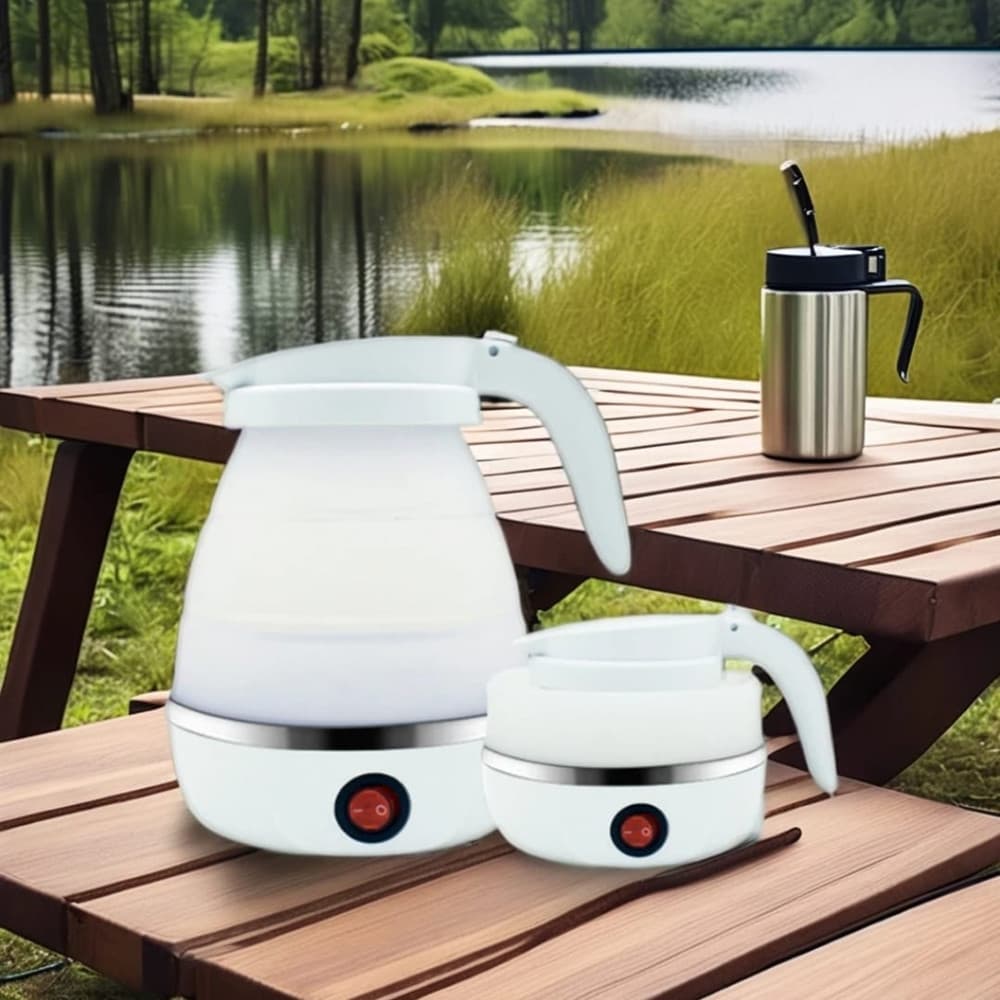 Chaleira Elétrica Dobrável Portátil, 600ml, 600W, Controle Automático de Temperatura