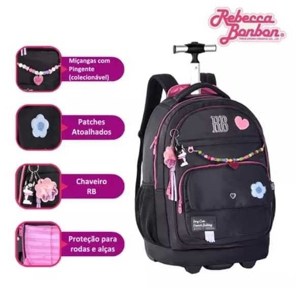 Mochila Rodinha Rebecca Bonbon Cores Diversas Juvenil Clio