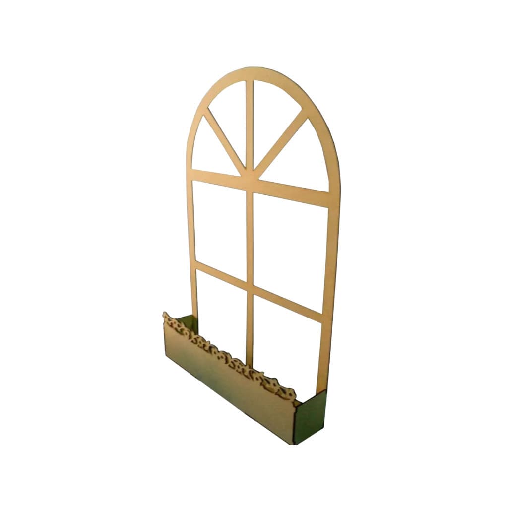 Janela Com Floreira Para Decoração Em Mdf Cru
