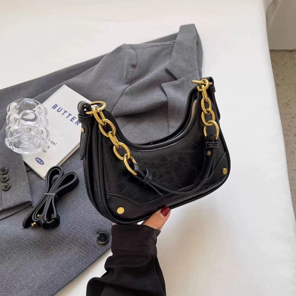 Women's Half-Moon Crossbody Bag with Chain for Party Shoulder Bag (1211)