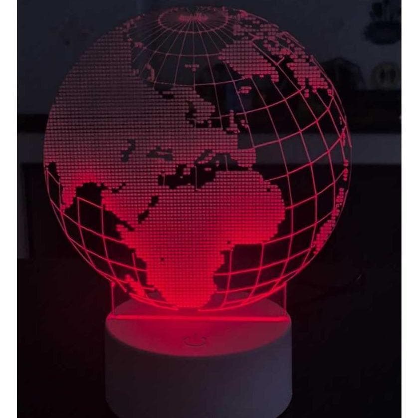 Luminária LED 16 Cores Decorativa 3D Tema Mundo Geométrico com Controle Remoto
