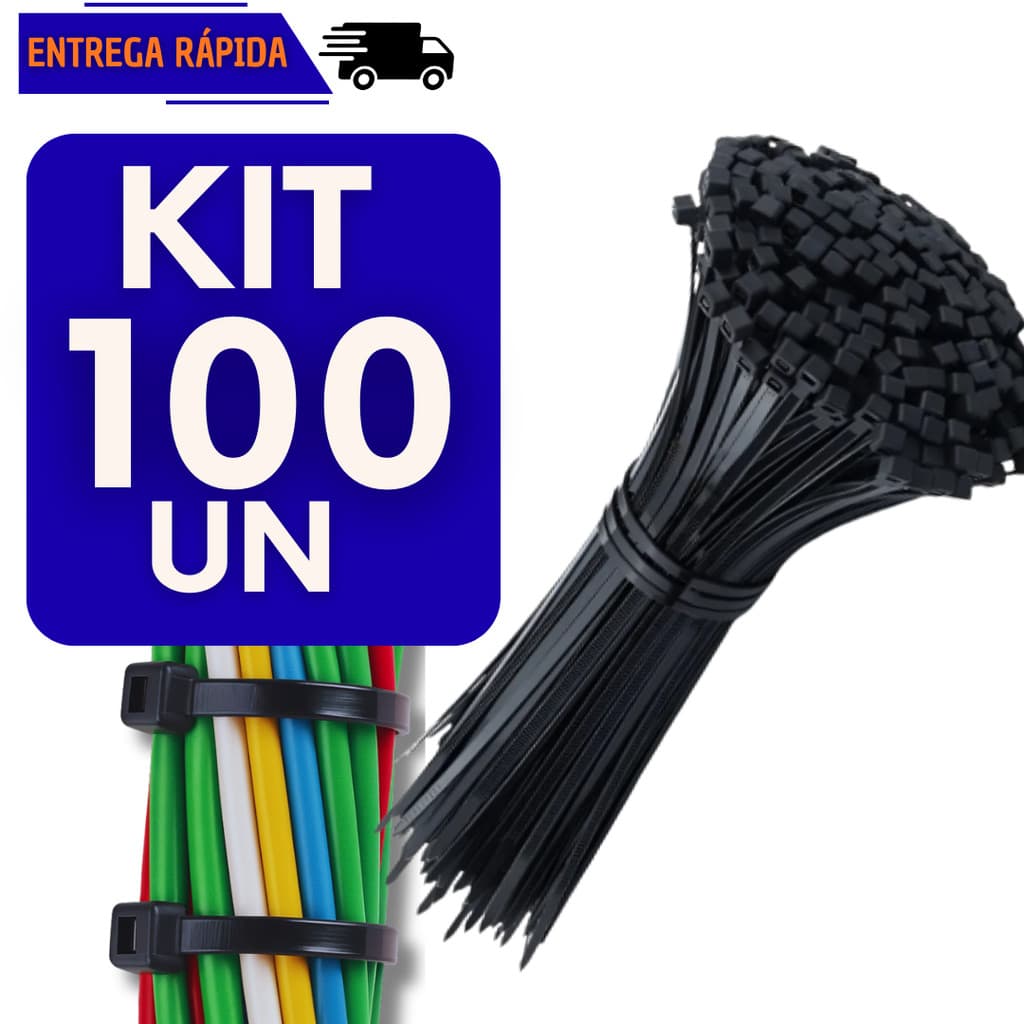 Kit 300 Abraçadeira Plástica Nylon 25cm Preta Enforca Gato Forte Multiuso