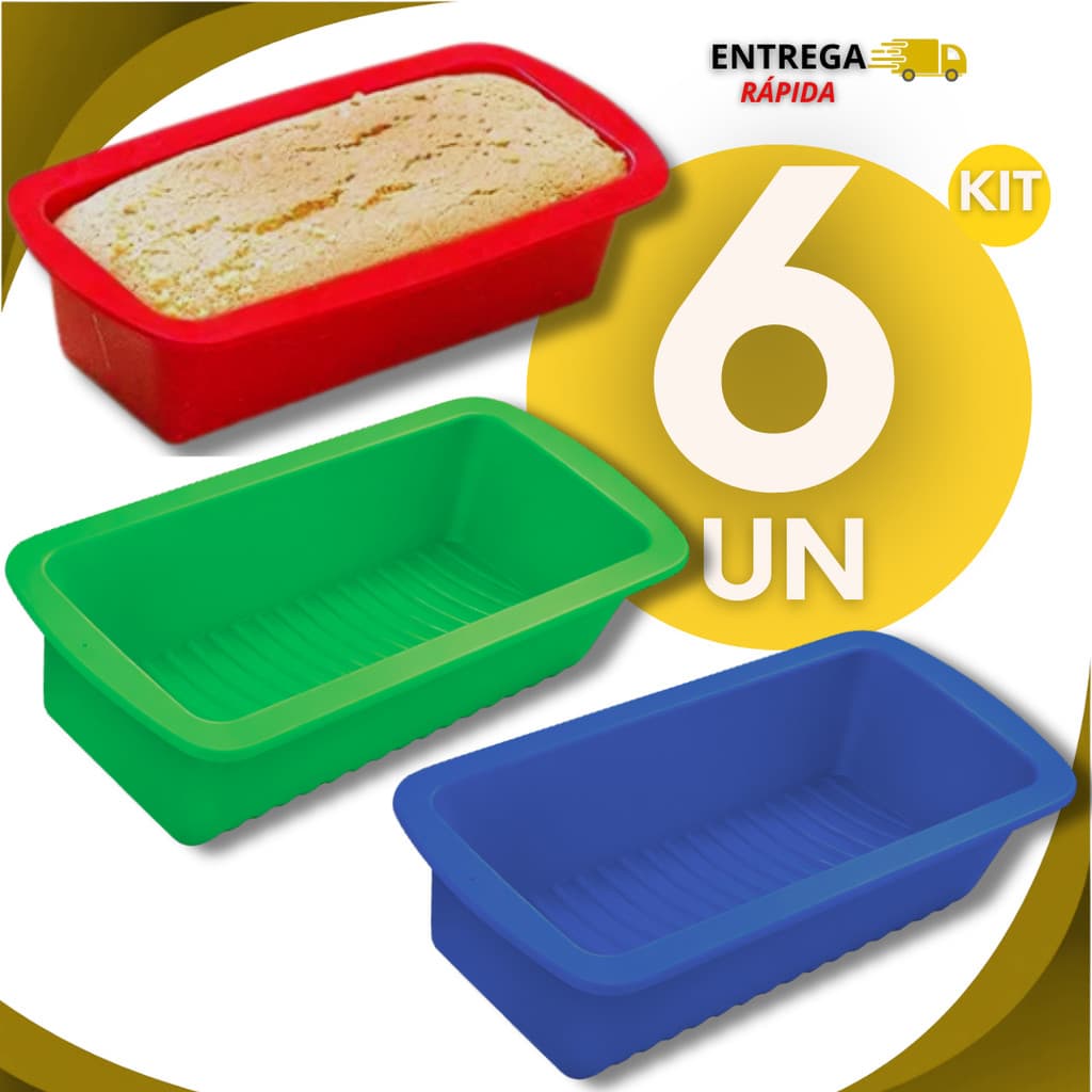 Kit 6 Peças De Forma De Silicone Antiaderente Para Pães, Bolos, Tortas Não Gruda